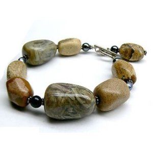 Genuine JASPER Onyx Sterling Silver BRACELET